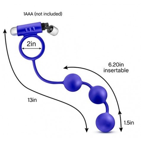 Синее эрекционное кольцо с анальным стимулятором Penetrator