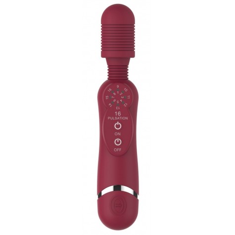 Красный универсальный массажер Silicone Massage Wand - 20 см.