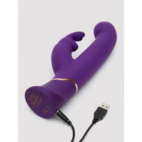 Фиолетовый вибратор Greedy Girl Power Motion Thrusting Rabbit Vibrator - 21,6 см.